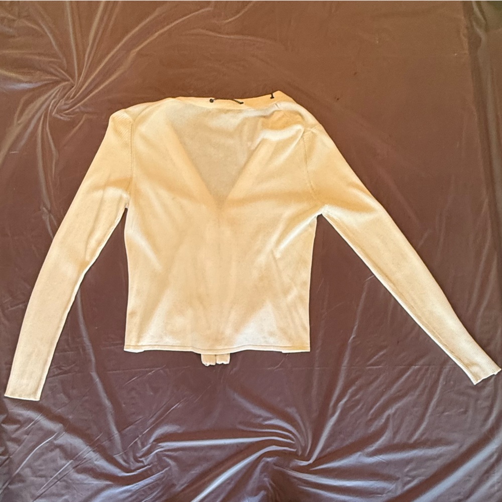 Nanette Lepore Ivory Long Sleeve Cardigan with chain detail Size L - Picture 4 of 11